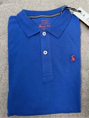 NWT JOULES WOODY POLO SHIRT BLUE PIQUE boys preppy shirt